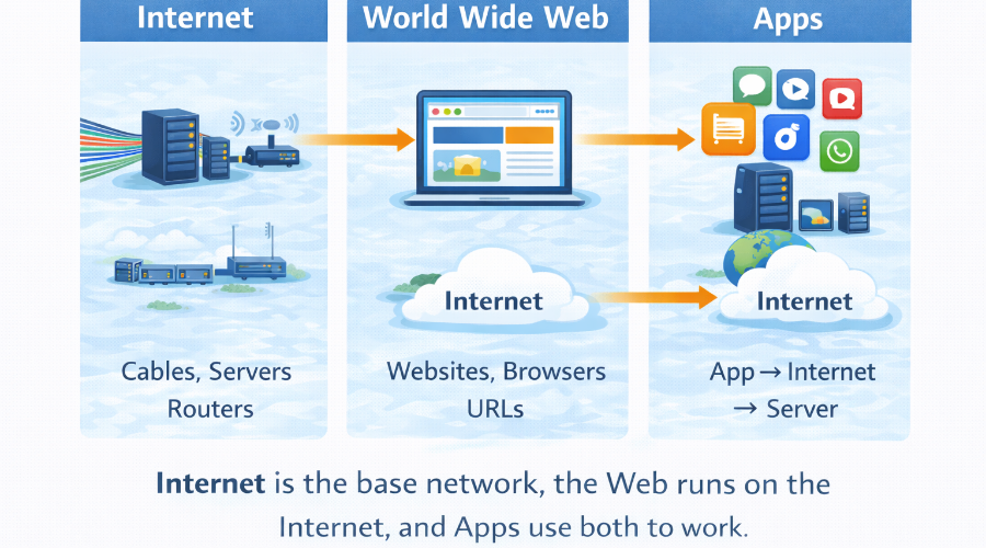 internet vs world wide web vs apps